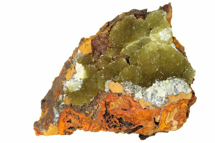 Yellow-Green Austinite Crystals On Limonite - Ojuela Mine, Mexico #183434